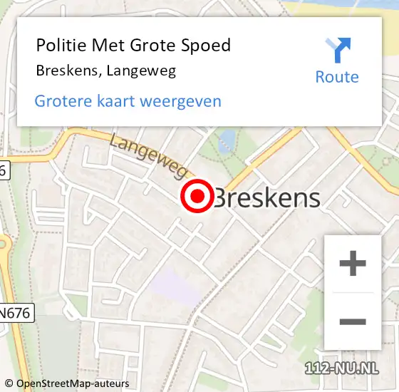 Locatie op kaart van de 112 melding: Politie Met Grote Spoed Naar Breskens, Langeweg op 2 juli 2023 12:08