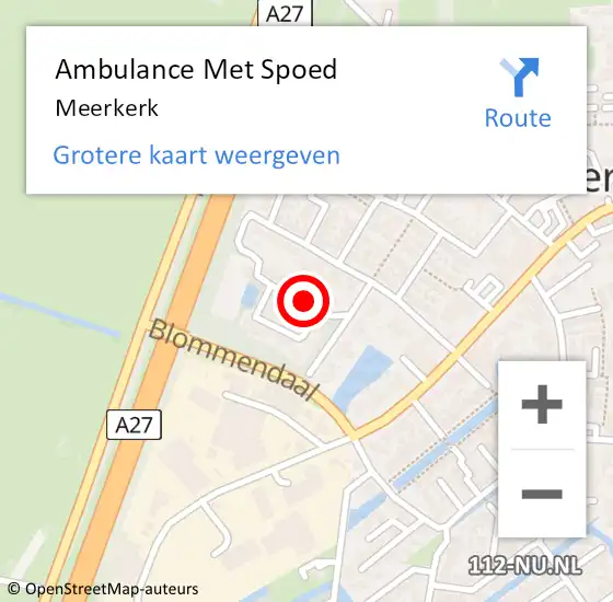 Locatie op kaart van de 112 melding: Ambulance Met Spoed Naar Meerkerk op 2 juli 2023 12:25