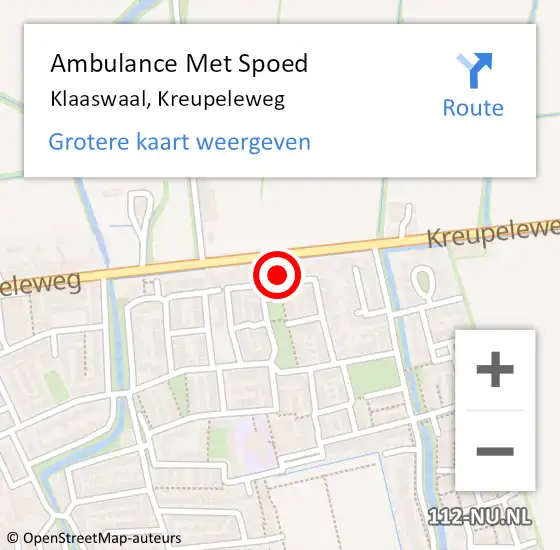 Locatie op kaart van de 112 melding: Ambulance Met Spoed Naar Klaaswaal, Kreupeleweg op 2 juli 2023 12:32