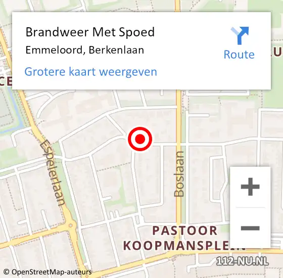 Locatie op kaart van de 112 melding: Brandweer Met Spoed Naar Emmeloord, Berkenlaan op 2 juli 2023 12:35