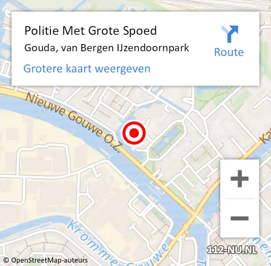 Locatie op kaart van de 112 melding: Politie Met Grote Spoed Naar Gouda, van Bergen IJzendoornpark op 2 juli 2023 12:53