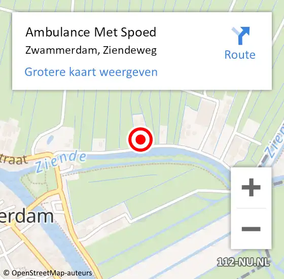 Locatie op kaart van de 112 melding: Ambulance Met Spoed Naar Zwammerdam, Ziendeweg op 2 juli 2023 12:54