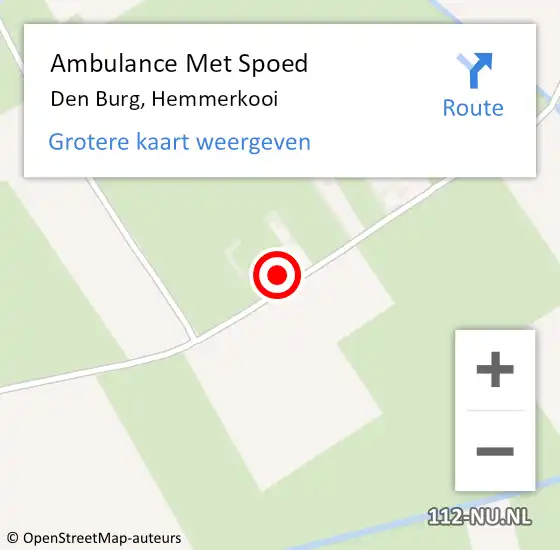 Locatie op kaart van de 112 melding: Ambulance Met Spoed Naar Den Burg, Hemmerkooi op 2 juli 2023 13:01