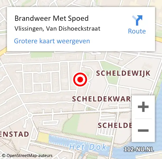Locatie op kaart van de 112 melding: Brandweer Met Spoed Naar Vlissingen, Van Dishoeckstraat op 2 juli 2023 13:15