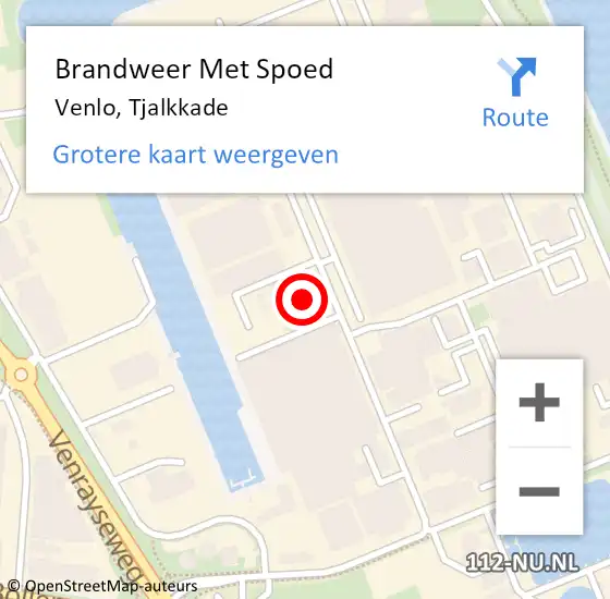 Locatie op kaart van de 112 melding: Brandweer Met Spoed Naar Venlo, Tjalkkade op 2 juli 2023 13:21