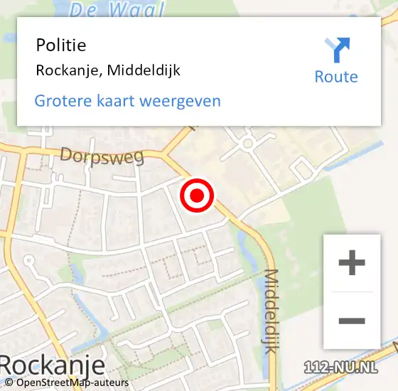 Locatie op kaart van de 112 melding: Politie Rockanje, Middeldijk op 2 juli 2023 13:32