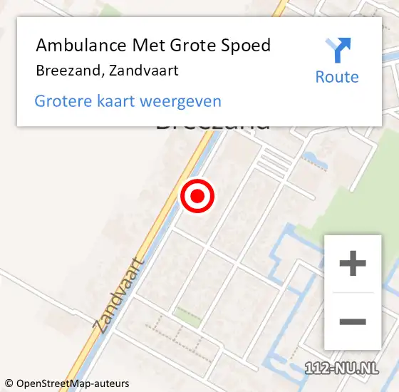 Locatie op kaart van de 112 melding: Ambulance Met Grote Spoed Naar Breezand, Zandvaart op 2 juli 2023 13:33