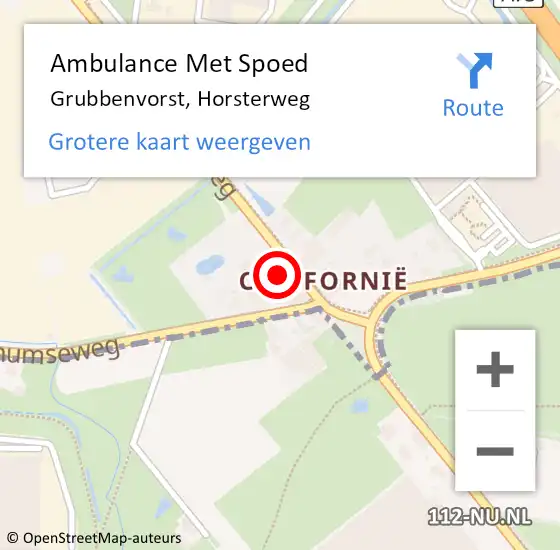 Locatie op kaart van de 112 melding: Ambulance Met Spoed Naar Grubbenvorst, Horsterweg op 31 augustus 2014 06:29