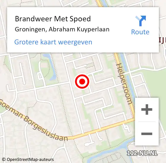 Locatie op kaart van de 112 melding: Brandweer Met Spoed Naar Groningen, Abraham Kuyperlaan op 2 juli 2023 13:54