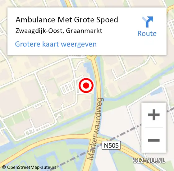 Locatie op kaart van de 112 melding: Ambulance Met Grote Spoed Naar Zwaagdijk-Oost, Graanmarkt op 2 juli 2023 14:02