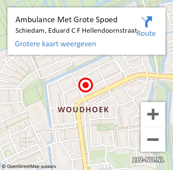 Locatie op kaart van de 112 melding: Ambulance Met Grote Spoed Naar Schiedam, Eduard C F Hellendoornstraat op 2 juli 2023 14:10