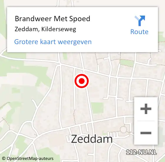 Locatie op kaart van de 112 melding: Brandweer Met Spoed Naar Zeddam, Kilderseweg op 2 juli 2023 14:25