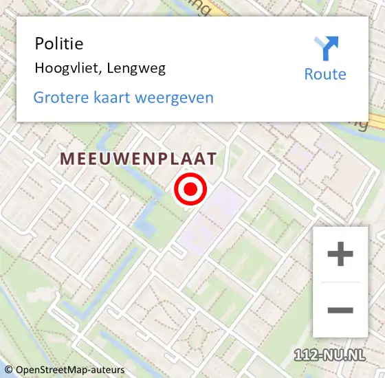 Locatie op kaart van de 112 melding: Politie Hoogvliet, Lengweg op 2 juli 2023 14:34