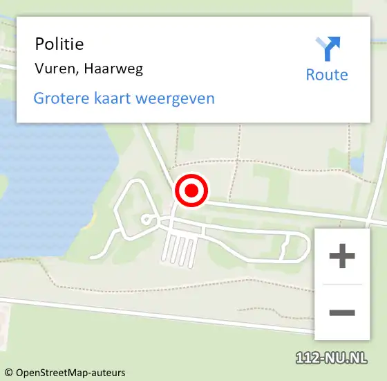 Locatie op kaart van de 112 melding: Politie Vuren, Haarweg op 2 juli 2023 15:00