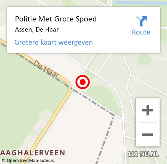 Locatie op kaart van de 112 melding: Politie Met Grote Spoed Naar Assen, De Haar op 2 juli 2023 15:11