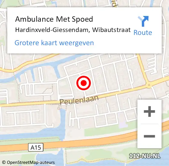 Locatie op kaart van de 112 melding: Ambulance Met Spoed Naar Hardinxveld-Giessendam, Wibautstraat op 2 juli 2023 15:31