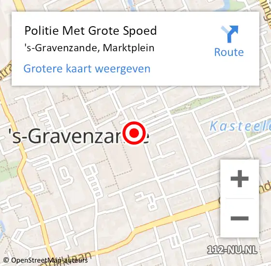 Locatie op kaart van de 112 melding: Politie Met Grote Spoed Naar 's-Gravenzande, Marktplein op 2 juli 2023 15:33