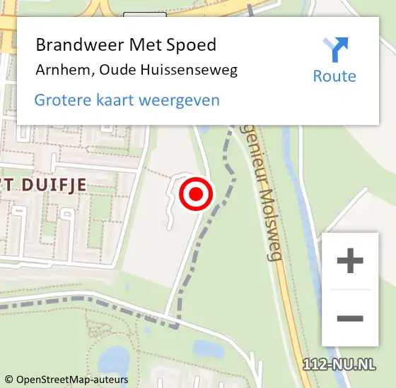 Locatie op kaart van de 112 melding: Brandweer Met Spoed Naar Arnhem, Oude Huissenseweg op 2 juli 2023 15:52