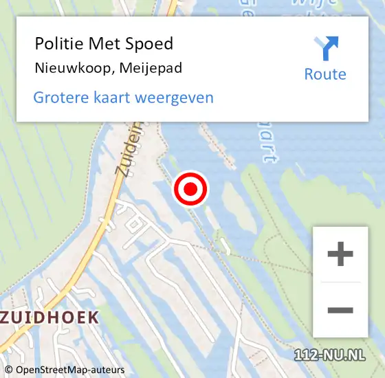 Locatie op kaart van de 112 melding: Politie Met Spoed Naar Nieuwkoop, Meijepad op 2 juli 2023 16:01