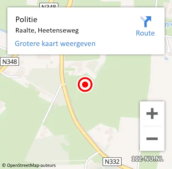 Locatie op kaart van de 112 melding: Politie Raalte, Heetenseweg op 2 juli 2023 16:15