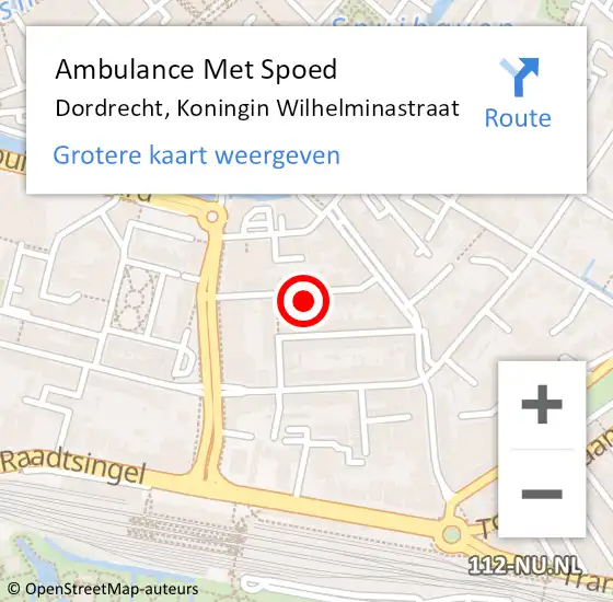 Locatie op kaart van de 112 melding: Ambulance Met Spoed Naar Dordrecht, Koningin Wilhelminastraat op 2 juli 2023 16:25