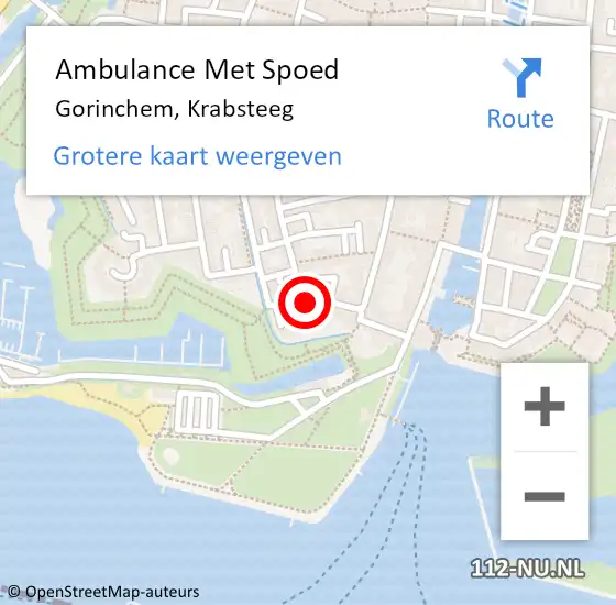 Locatie op kaart van de 112 melding: Ambulance Met Spoed Naar Gorinchem, Krabsteeg op 2 juli 2023 16:27