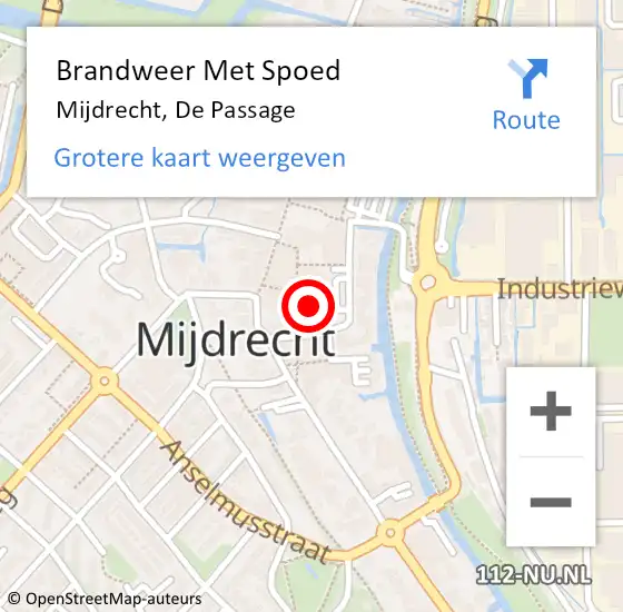 Locatie op kaart van de 112 melding: Brandweer Met Spoed Naar Mijdrecht, De Passage op 2 juli 2023 16:28