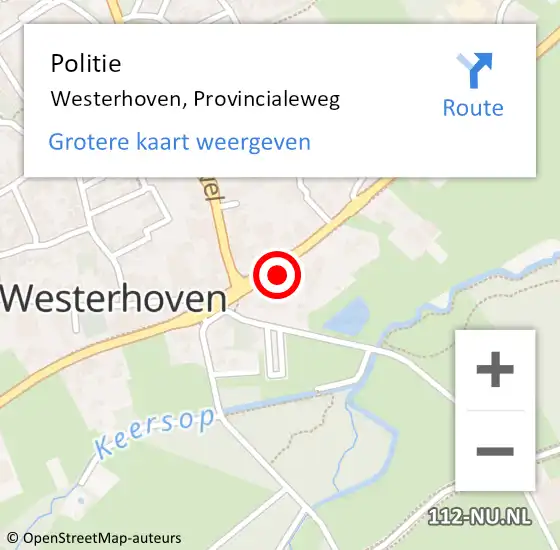 Locatie op kaart van de 112 melding: Politie Westerhoven, Provincialeweg op 2 juli 2023 16:28