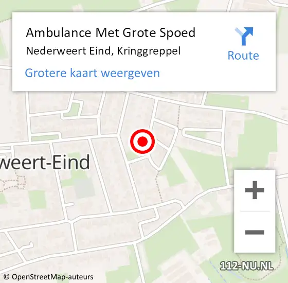 Locatie op kaart van de 112 melding: Ambulance Met Grote Spoed Naar Nederweert Eind, Kringgreppel op 2 juli 2023 16:52