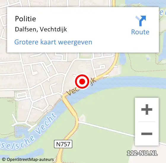 Locatie op kaart van de 112 melding: Politie Dalfsen, Vechtdijk op 2 juli 2023 17:07