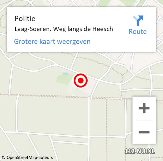 Locatie op kaart van de 112 melding: Politie Laag-Soeren, Weg langs de Heesch op 2 juli 2023 17:09