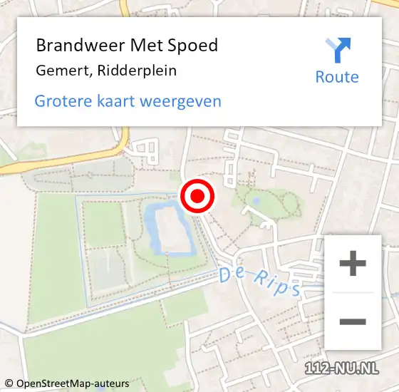 Locatie op kaart van de 112 melding: Brandweer Met Spoed Naar Gemert, Ridderplein op 2 juli 2023 17:13