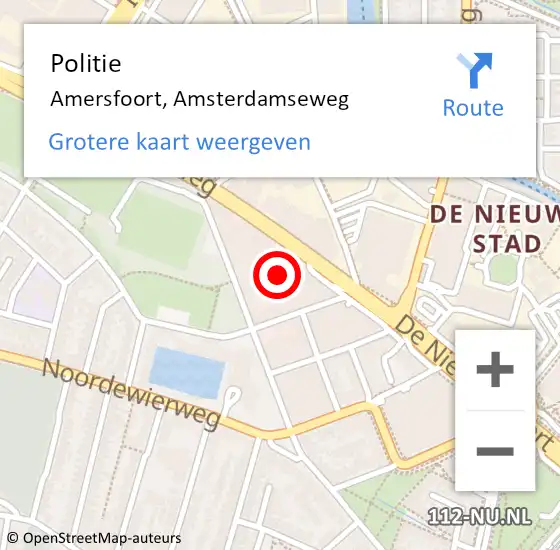 Locatie op kaart van de 112 melding: Politie Amersfoort, Amsterdamseweg op 2 juli 2023 18:29