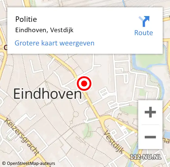 Locatie op kaart van de 112 melding: Politie Eindhoven, Vestdijk op 2 juli 2023 18:36