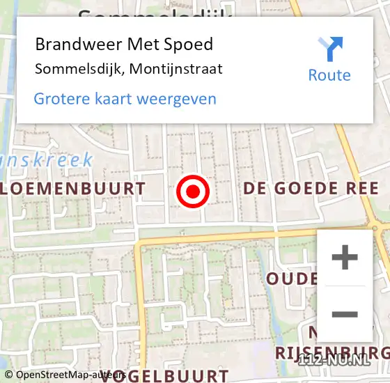 Locatie op kaart van de 112 melding: Brandweer Met Spoed Naar Sommelsdijk, Montijnstraat op 13 oktober 2013 09:36