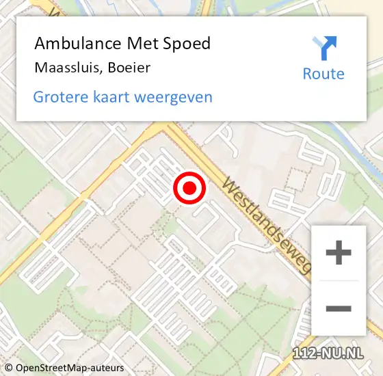 Locatie op kaart van de 112 melding: Ambulance Met Spoed Naar Maassluis, Boeier op 2 juli 2023 18:54