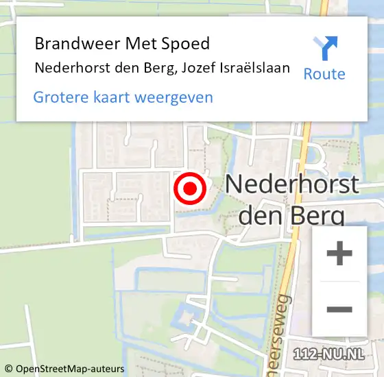 Locatie op kaart van de 112 melding: Brandweer Met Spoed Naar Nederhorst den Berg, Jozef Israëlslaan op 2 juli 2023 18:55