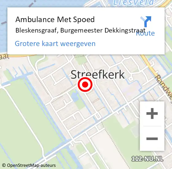 Locatie op kaart van de 112 melding: Ambulance Met Spoed Naar Bleskensgraaf, Burgemeester Dekkingstraat op 2 juli 2023 19:12