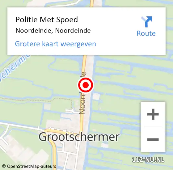 Locatie op kaart van de 112 melding: Politie Met Spoed Naar Noordeinde, Noordeinde op 2 juli 2023 19:21