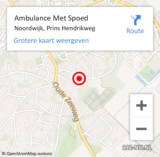 Locatie op kaart van de 112 melding: Ambulance Met Spoed Naar Noordwijk, Prins Hendrikweg op 2 juli 2023 19:24