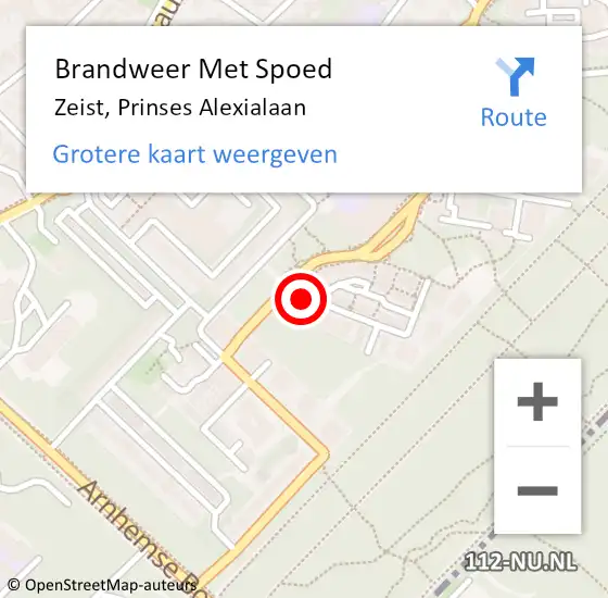 Locatie op kaart van de 112 melding: Brandweer Met Spoed Naar Zeist, Prinses Alexialaan op 2 juli 2023 19:39