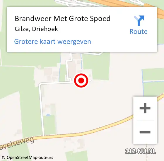 Locatie op kaart van de 112 melding: Brandweer Met Grote Spoed Naar Gilze, Driehoek op 2 juli 2023 19:42