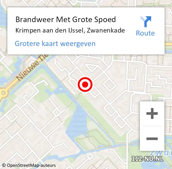 Locatie op kaart van de 112 melding: Brandweer Met Grote Spoed Naar Krimpen aan den IJssel, Zwanenkade op 2 juli 2023 20:04