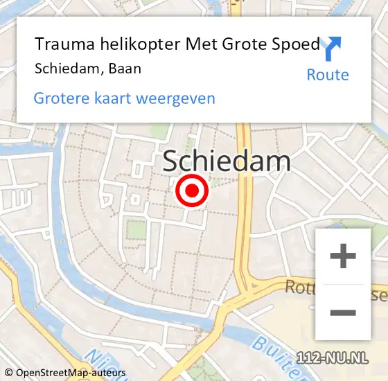 Locatie op kaart van de 112 melding: Trauma helikopter Met Grote Spoed Naar Schiedam, Baan op 2 juli 2023 20:09