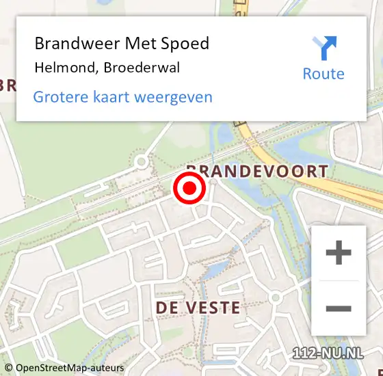 Locatie op kaart van de 112 melding: Brandweer Met Spoed Naar Helmond, Broederwal op 2 juli 2023 20:21