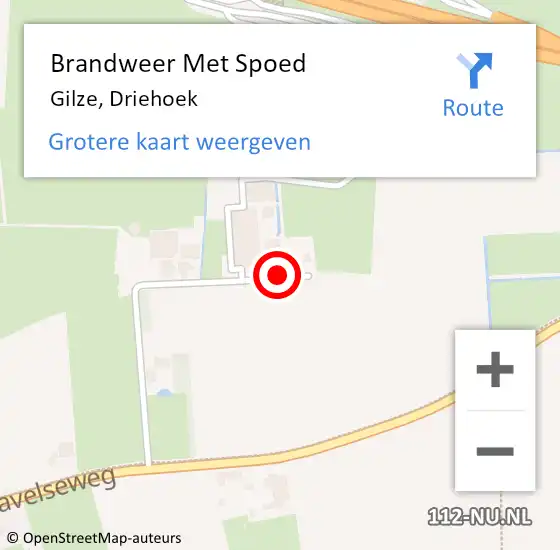 Locatie op kaart van de 112 melding: Brandweer Met Spoed Naar Gilze, Driehoek op 2 juli 2023 20:25