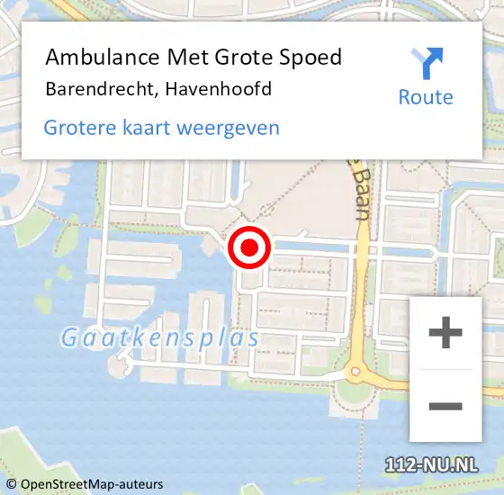 Locatie op kaart van de 112 melding: Ambulance Met Grote Spoed Naar Barendrecht, Havenhoofd op 2 juli 2023 20:26