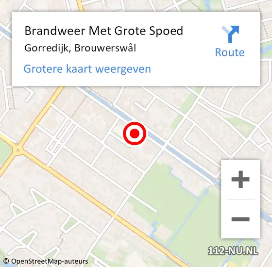 Locatie op kaart van de 112 melding: Brandweer Met Grote Spoed Naar Gorredijk, Brouwerswâl op 2 juli 2023 20:47