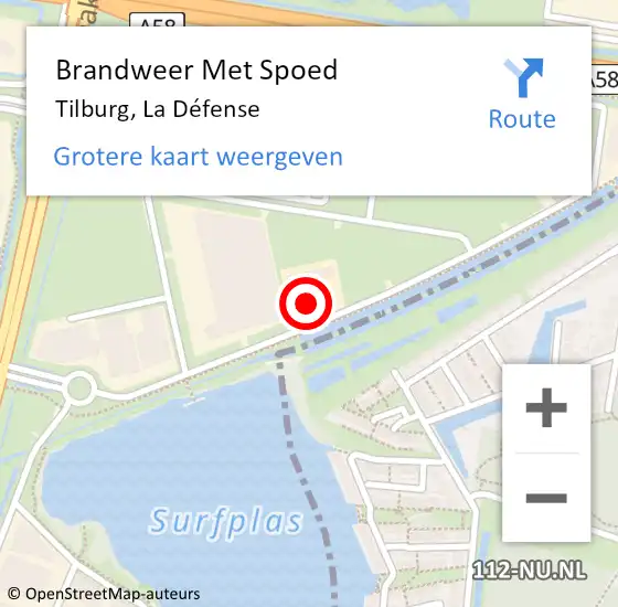 Locatie op kaart van de 112 melding: Brandweer Met Spoed Naar Tilburg, La Défense op 2 juli 2023 20:55