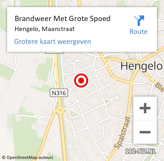 Locatie op kaart van de 112 melding: Brandweer Met Grote Spoed Naar Hengelo, Maanstraat op 2 juli 2023 20:57